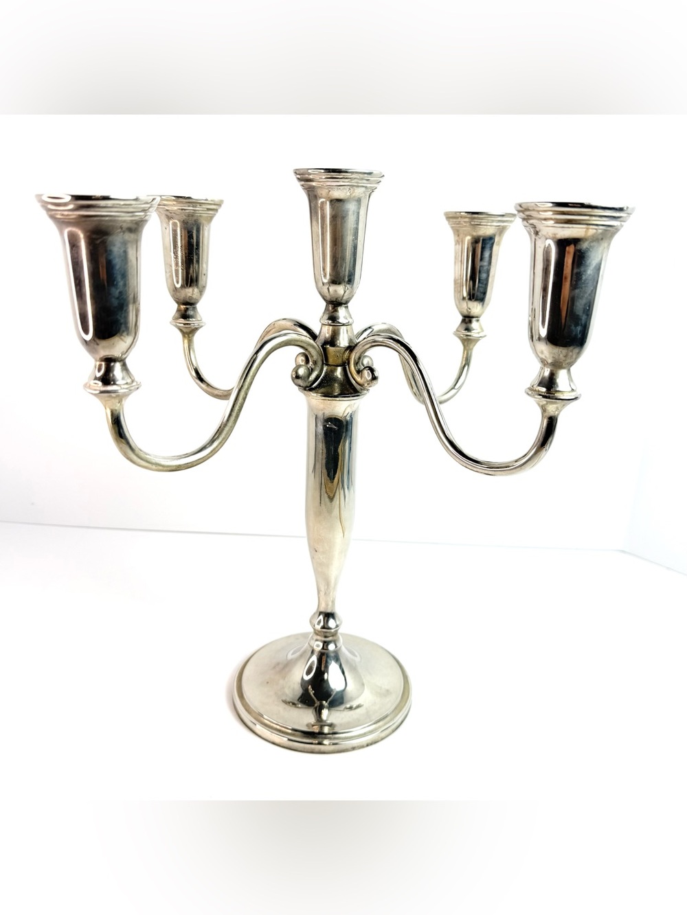 Vintage 5 Branch Candelabra Godingers Silver Plated 12 1/4" tall Patina Wedding